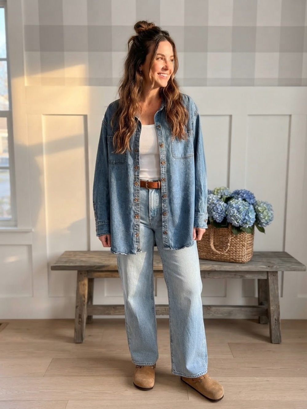 Old Navy Medium-Light Blue Oversized Denim Shacket XL